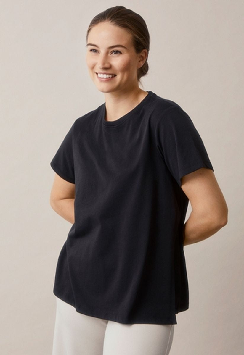 Maternity t-shirt with nursing pads - BLACK