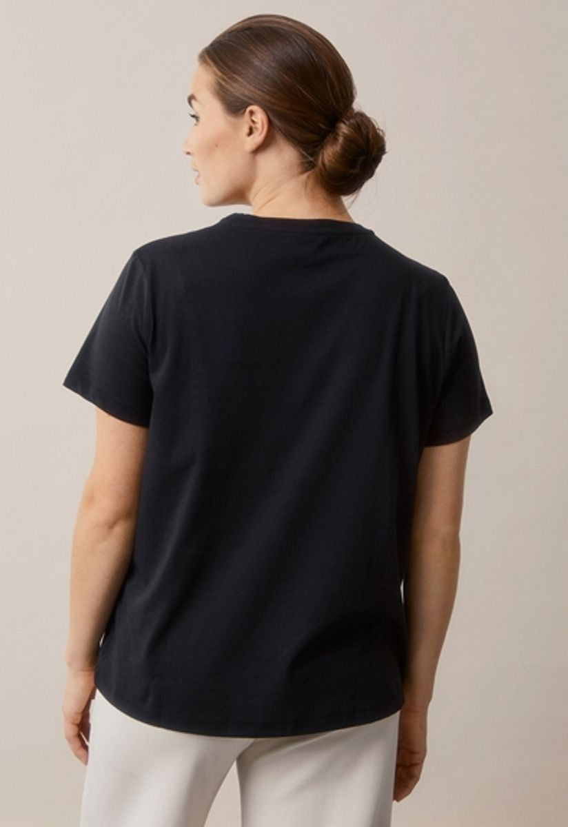 Maternity t-shirt with nursing pads - BLACK