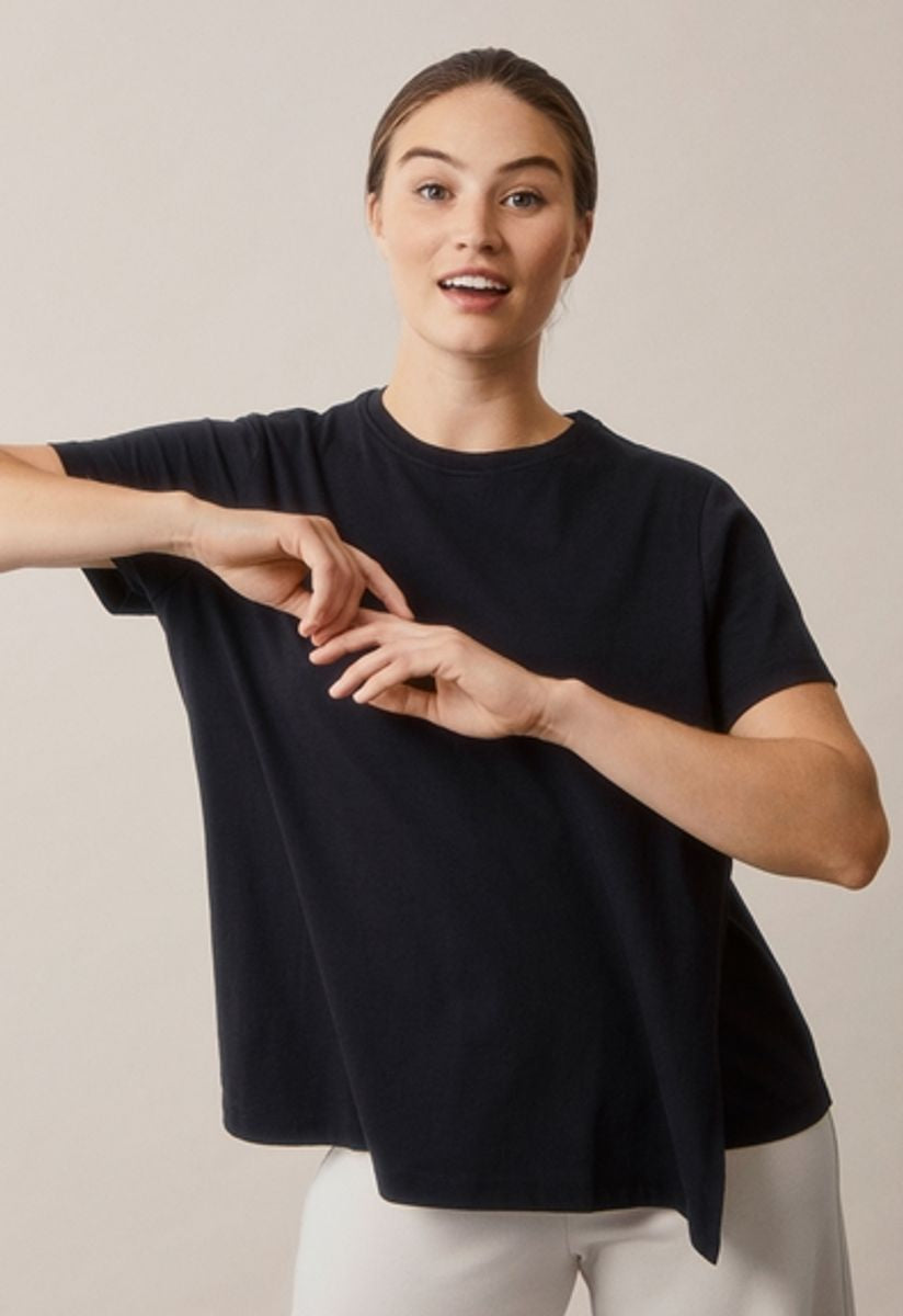 Maternity t-shirt with nursing pads - BLACK