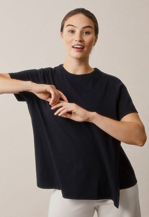 Maternity t-shirt with nursing pads - BLACK