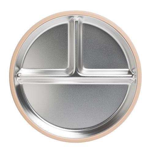Stainless steel children's plate w/ silicone edge - Nordic Sand ARRIVING 27/3