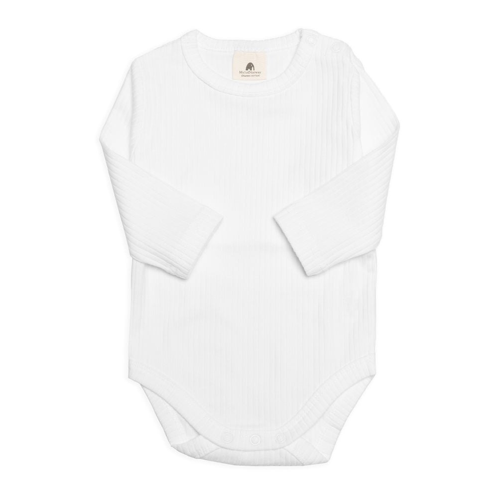 My1 Rib Bodysuit with Buttons - White