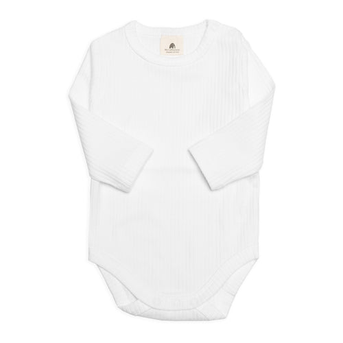 My1 Rib Bodysuit with Buttons - White