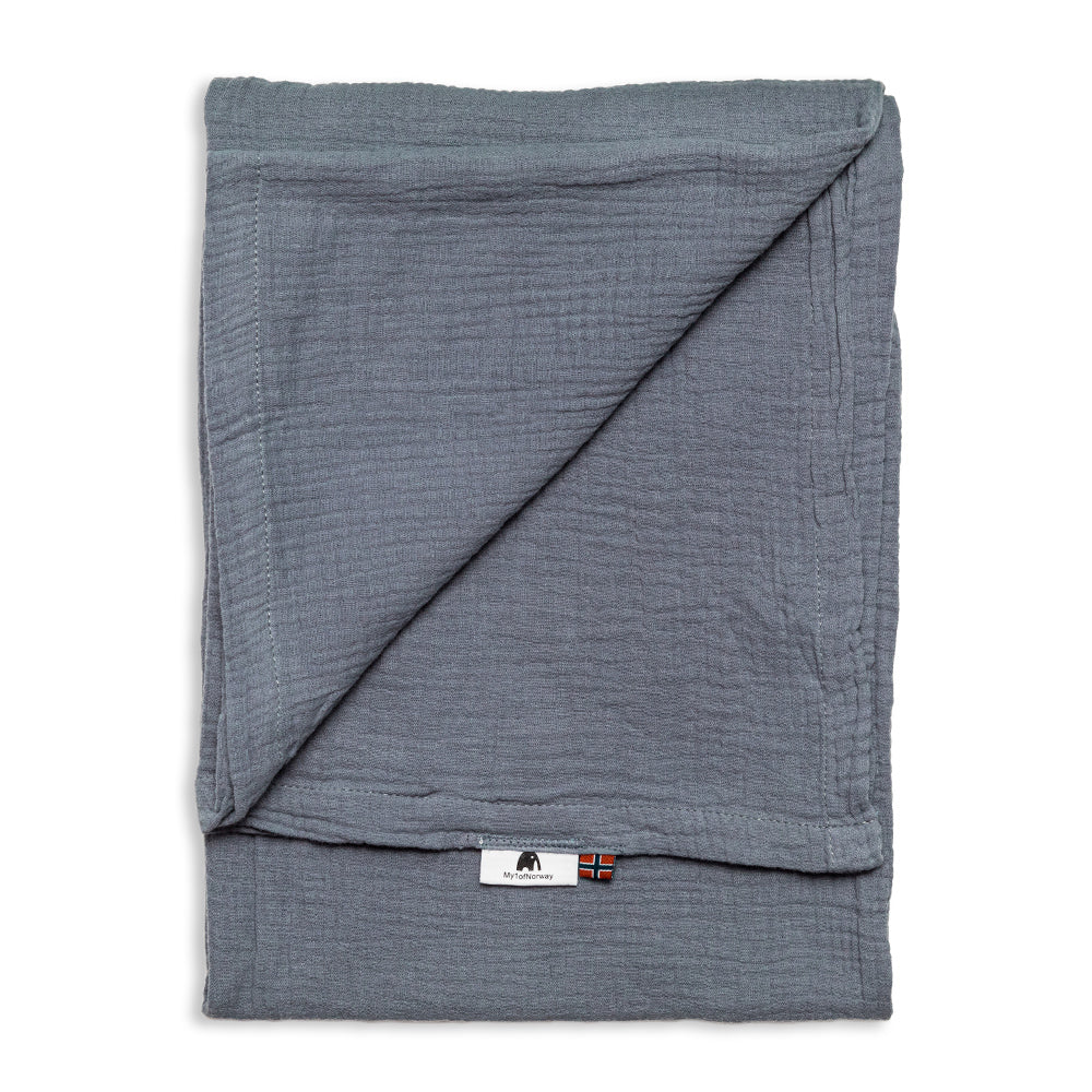 Muslin blanket with name - Dusty blue