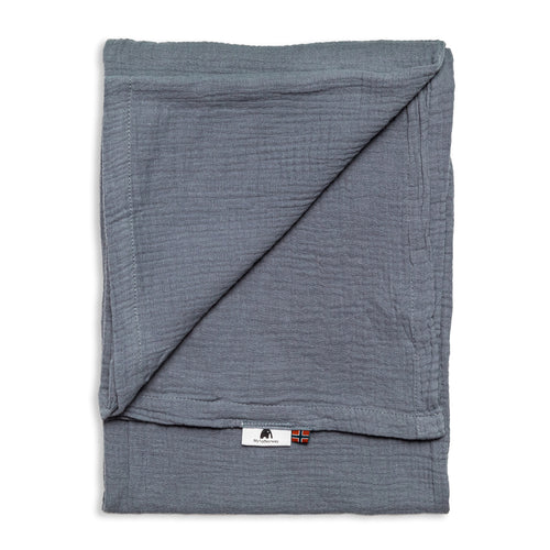 Muslin blanket with name - Dusty blue