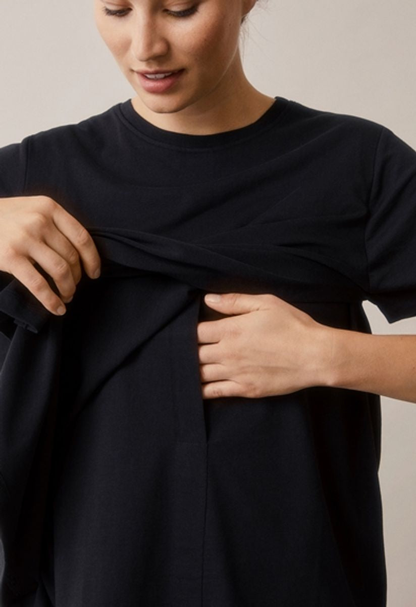 Maternity t-shirt with nursing pads - BLACK