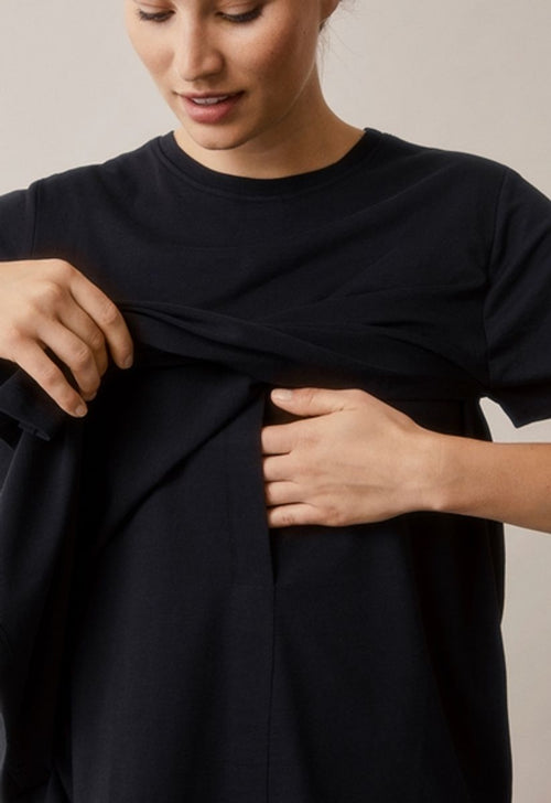 Maternity t-shirt with nursing pads - BLACK