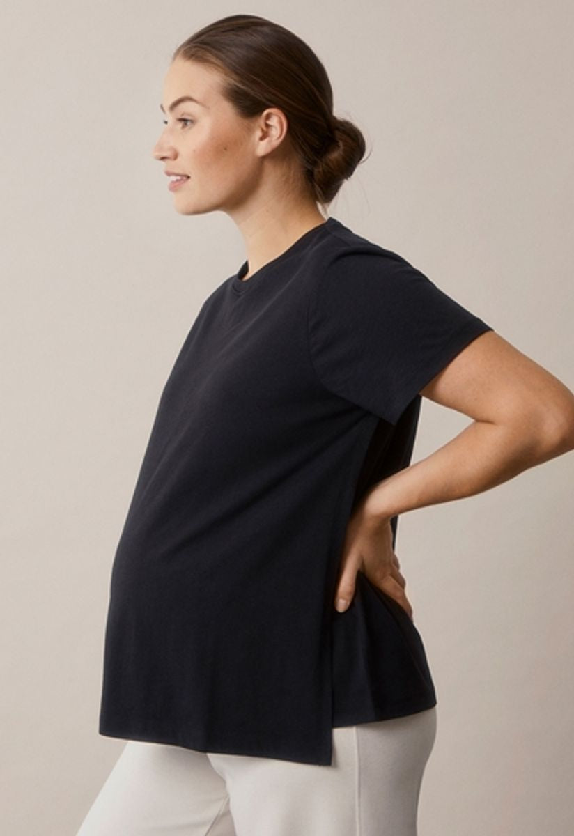 Maternity t-shirt with nursing pads - BLACK